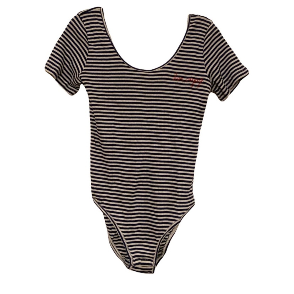 Maison Labiche bodysuit - cotton White and navy striped - size L - NWT
